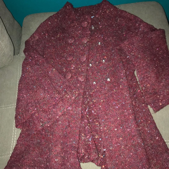 Burgundy snap cardigan - Picture 2 of 3